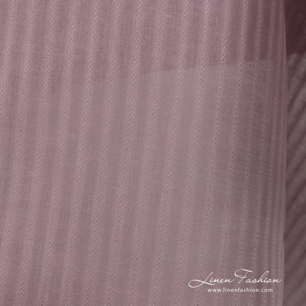 Linen fabric lilac colour with patterned stripes close up detail
