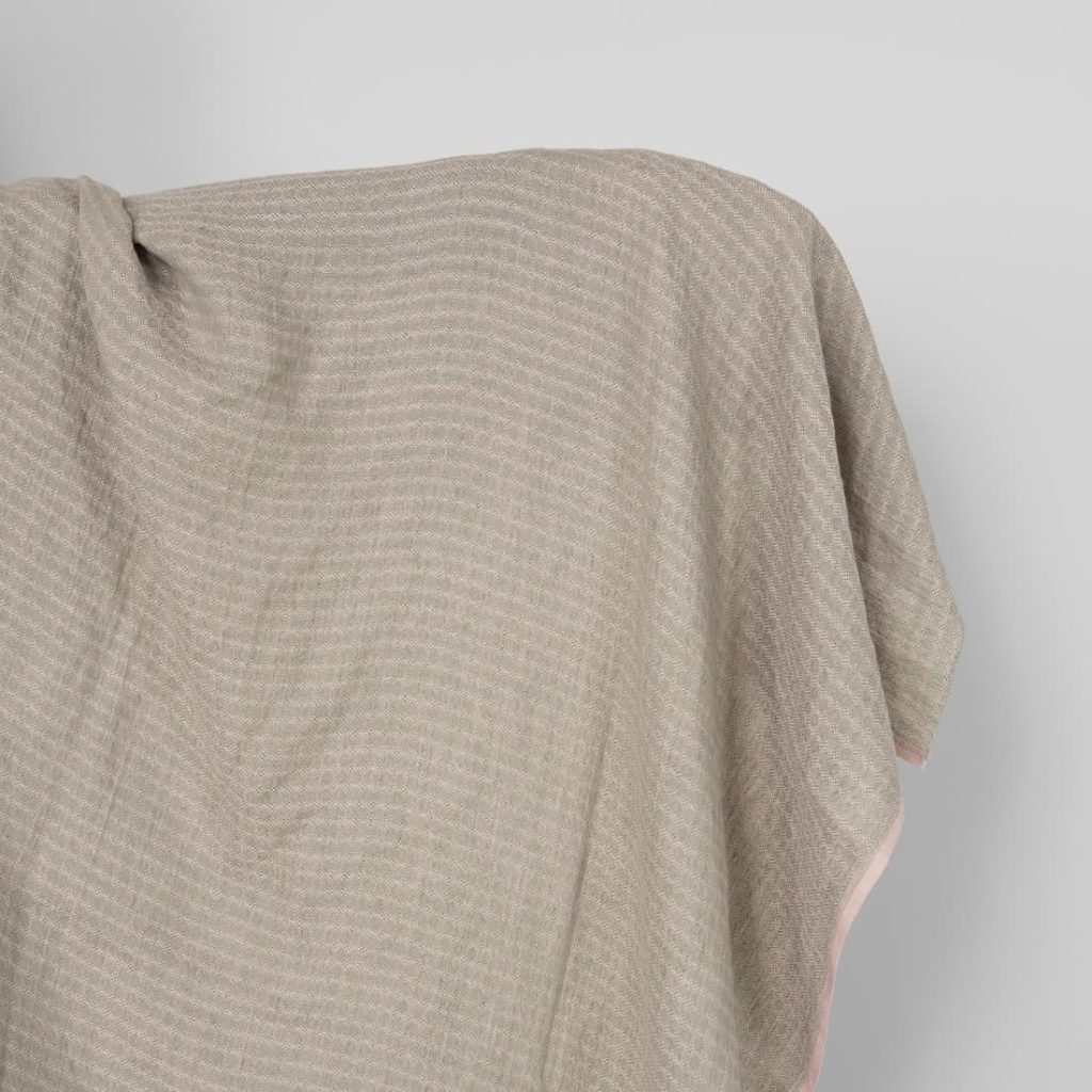 Washed linen fabric lilac green pattern