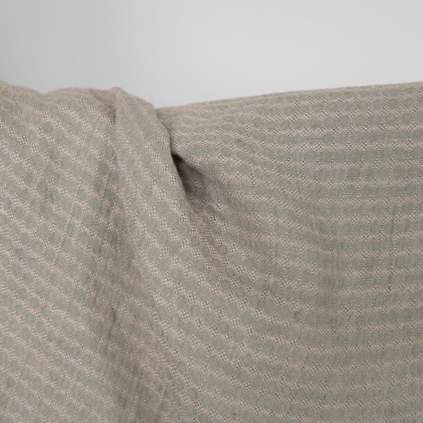 Washed linen fabric lilac green pattern, 100% linen