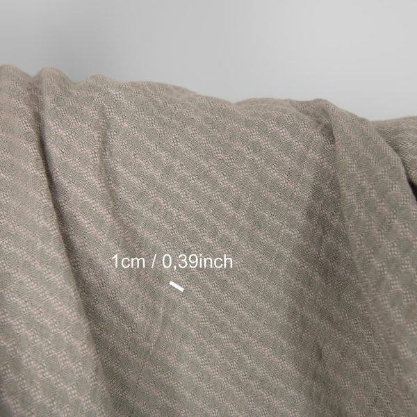 Washed linen fabric lilac green pattern, with measurements