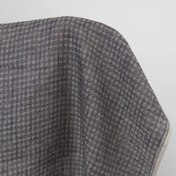 Black and grey linen fabric, diamond pattern