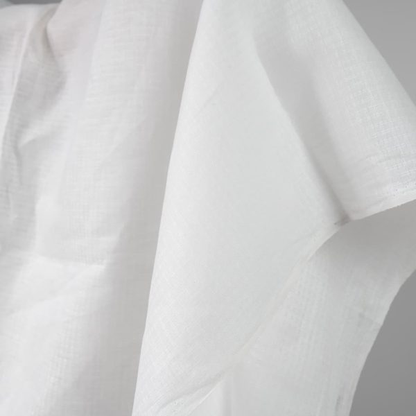 Linen fabric off-white colour patterned checks edge