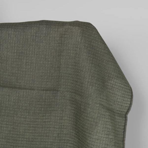 Linen fabric dark grey and green diamond pattern