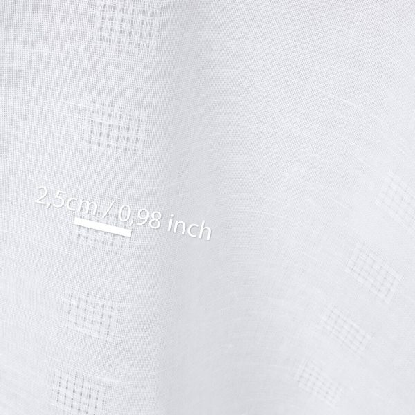 Linen cotton fabric bright white with two rows of checks, with measurements