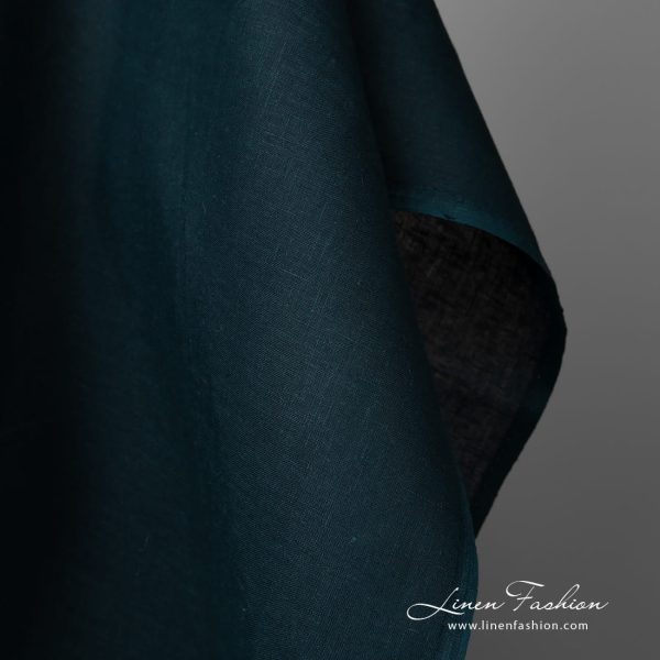 Linen fabric dark blue colour edge