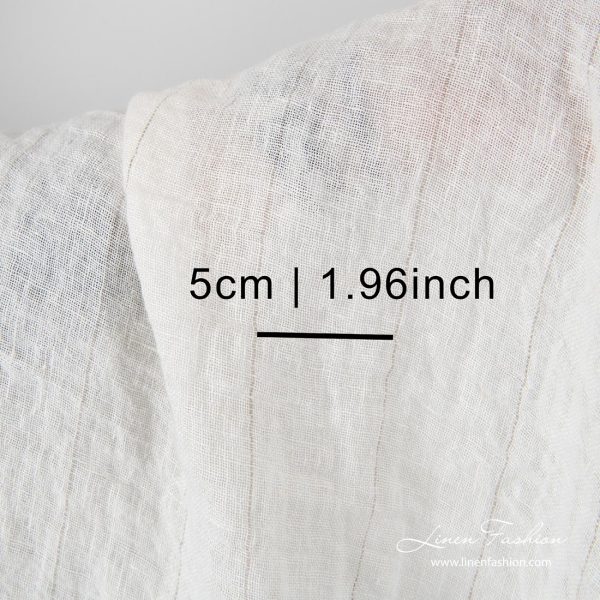 White washed gauze fabric with thin stripe measures