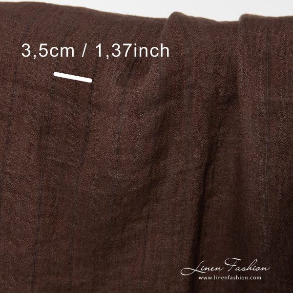 100% linen fabric in brown colour, washed.