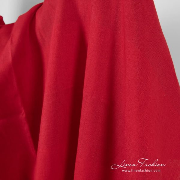 Red linen fabric