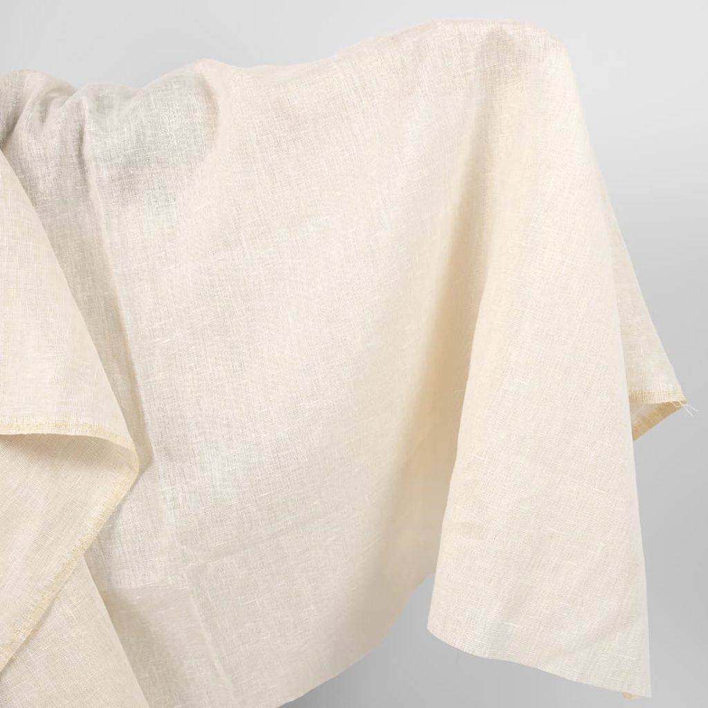 linen with PES yellow with lurex fabric