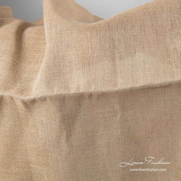 Grey linen fabric with gold lurex