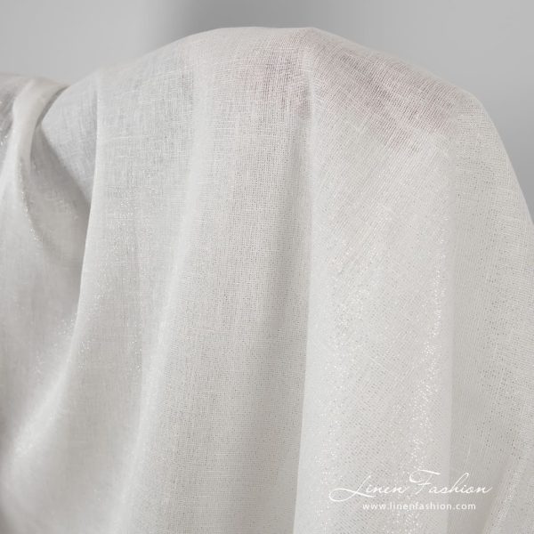 Lightweight linen fabric in white and silver colors
