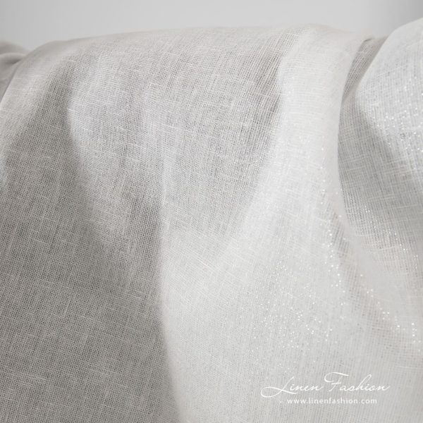 Off-white linen fabric with silver lurex