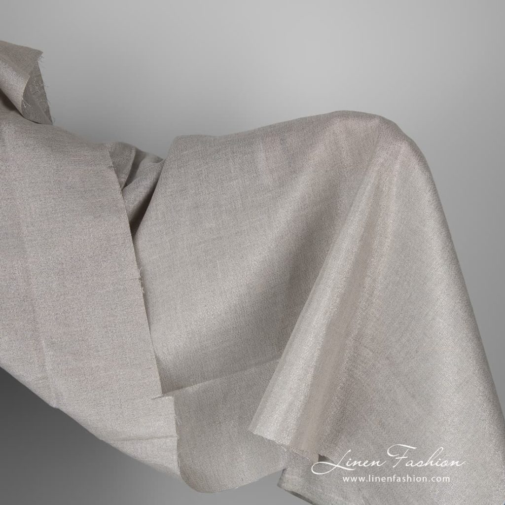 Grey linen fabric with silver glitter