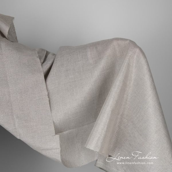 Grey linen fabric with silver glitter