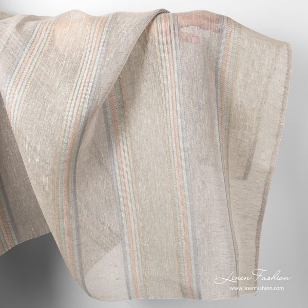 Linen fabric with pastel stripes