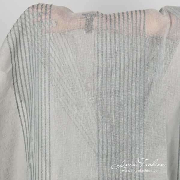 Striped linen fabric in grey.
