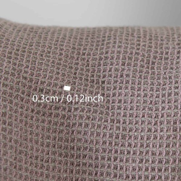 Linen cotton heavy fabric lilac and grey waffle washed, with measurements