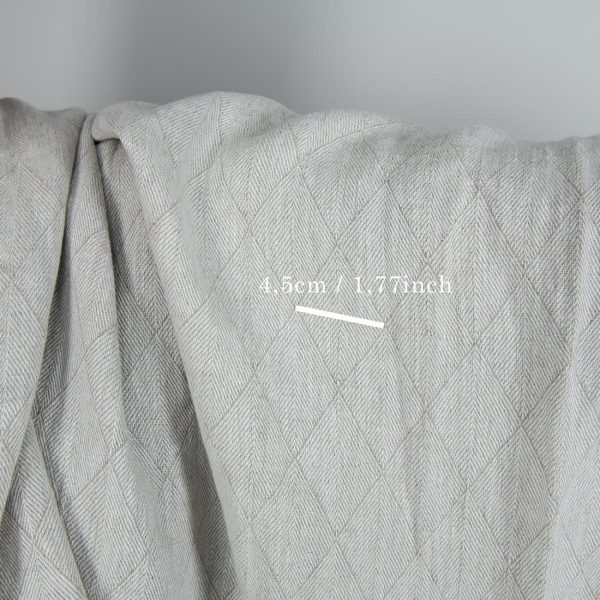 Grey double-sided washed linen fabric with a pattern with measurements