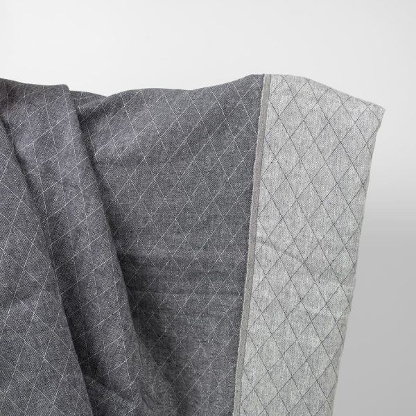 Blue double-sided linen fabric in diamond pattern