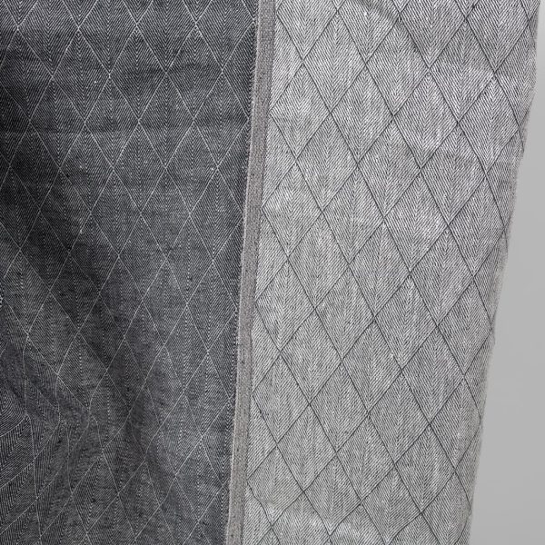 Blue double-sided linen fabric in diamond pattern blue side