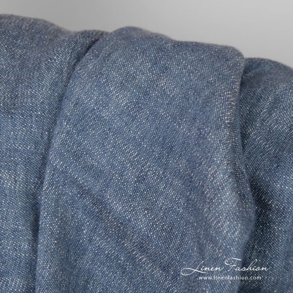 Bluish white linen cotton fabric, double-sided