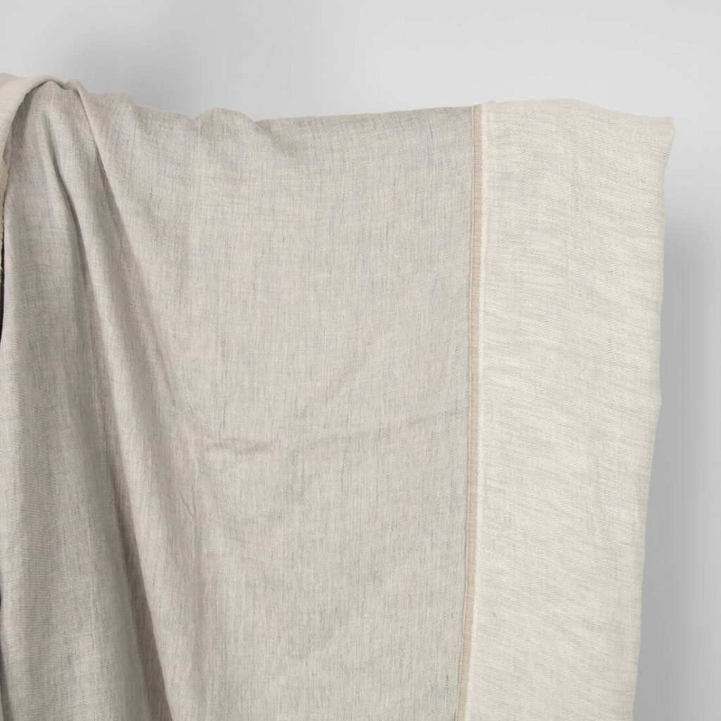 Washed linen cotton satin fabric beige-grey
