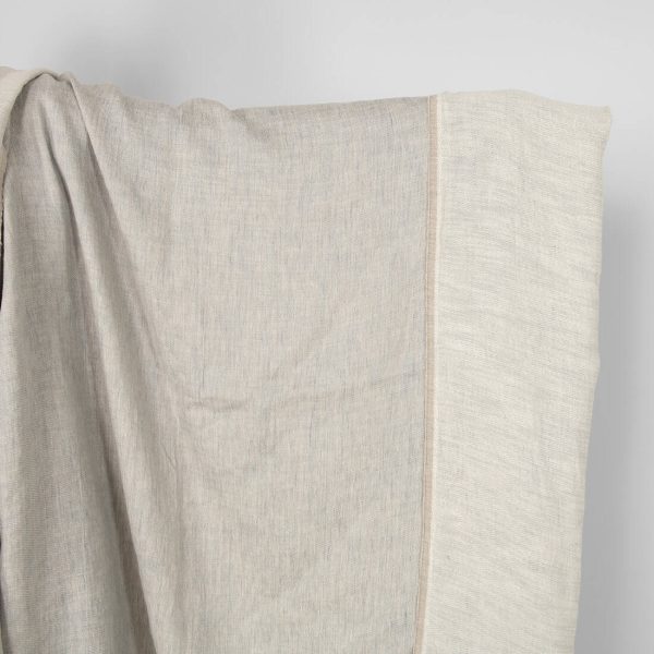 Washed linen cotton satin fabric beige-grey