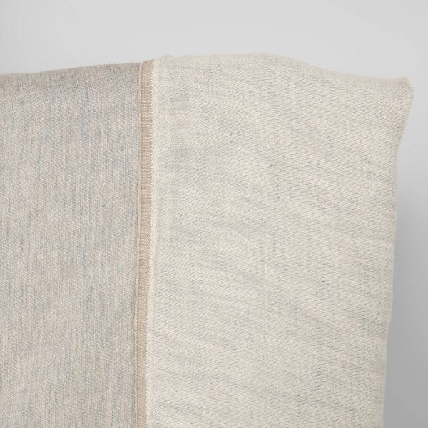 Washed linen cotton satin fabric beige-grey, double-sided