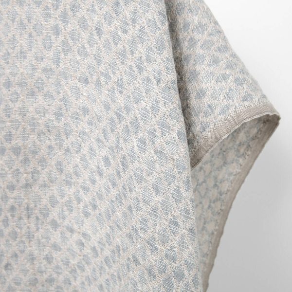 Washed linen cotton fabric in grey-beige diamonds, double-sided