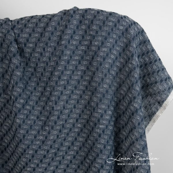 Bluish black linen wool fabric, perfect for clothes and home textile
