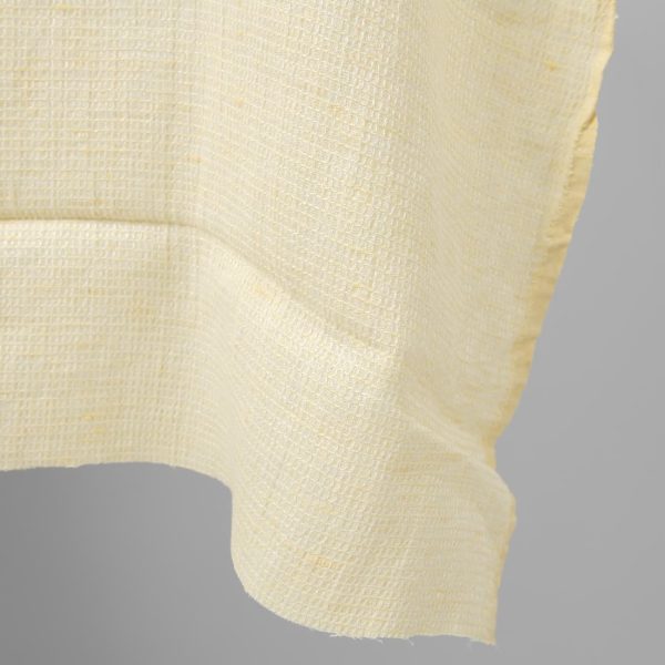 Pale yellow waffle linen fabric washed edge