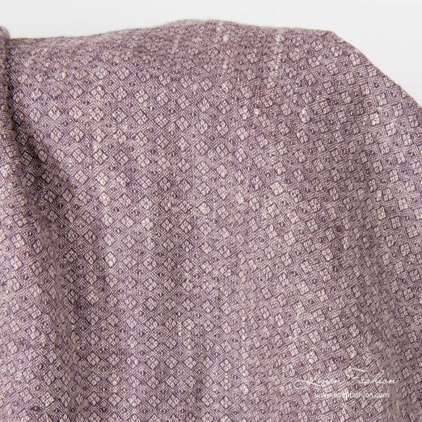 Purple linen fabric in small diamonds, washed