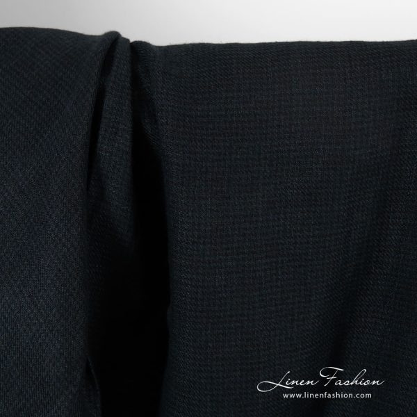 Dark blue linen fabric in twills, specially washed