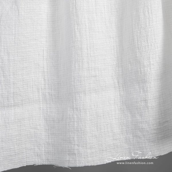 White linen fabric with tiny checks