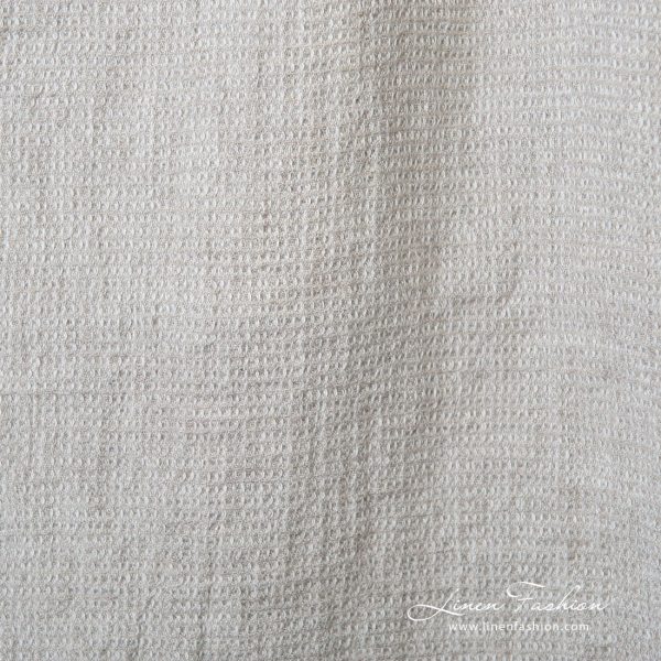 Light gray linen fabric with checks