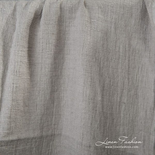 Gray linen fabric with tiny checks