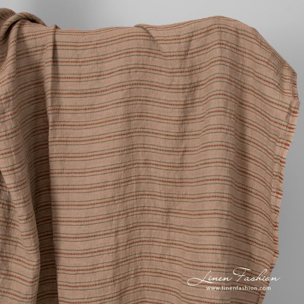 linen decorative striped fabric, washed.
