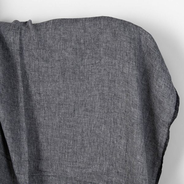 Washed linen fabric back and white waffle