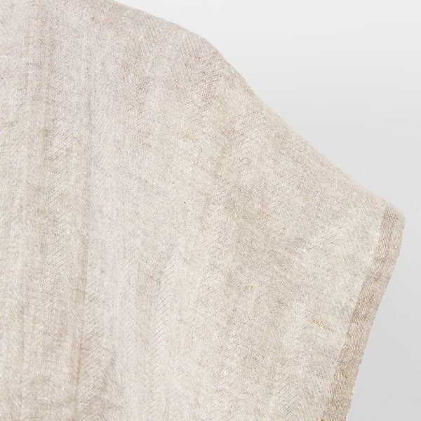 Linen fabric white with undyed herringbone, beige colour