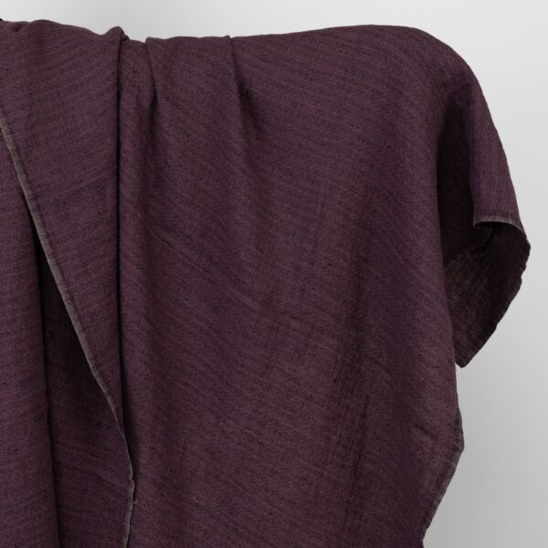 Violet linen fabric in tweed, washed