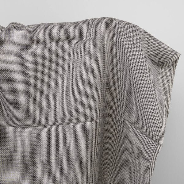Checked linen fabric, black and natural
