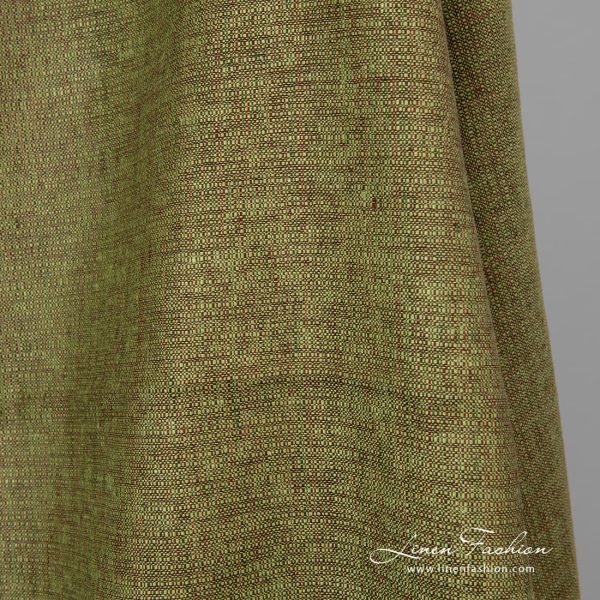 Green brown dyed linen fabric,