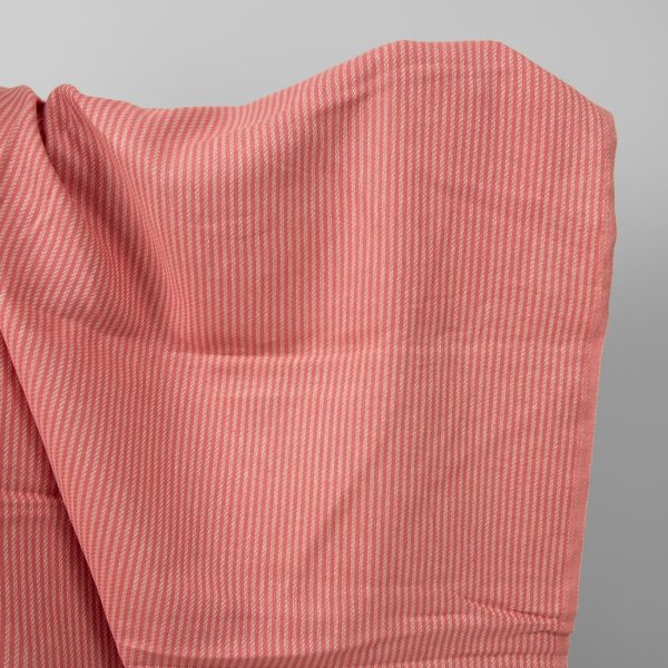 Red striped pure linen fabric