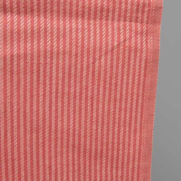 Red striped pure linen fabric edge