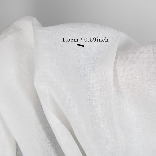 Checked off-white linen fabric with measurements