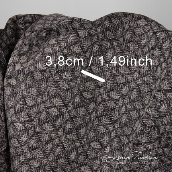 100% linen fabric in black grey colour.