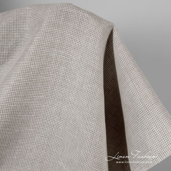 Linen fabric in houndstooth pattern