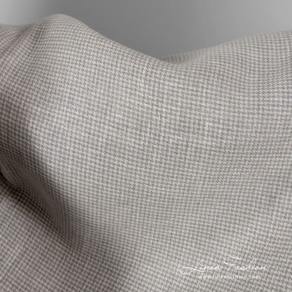 100% linen fabric in houndstooth pattern
