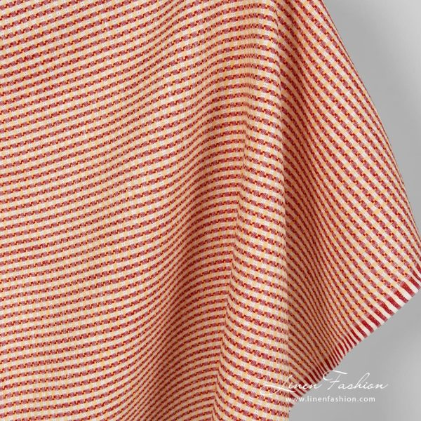 Peach linen fabric dobby