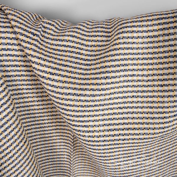 Linen fabric with yellow checks